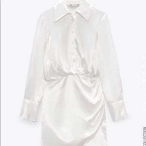 Zara white satin dress